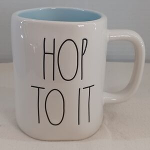 Rae Dunn, "Hop to It" Ceramic Mug with A Blue Interior by Magenta. New.